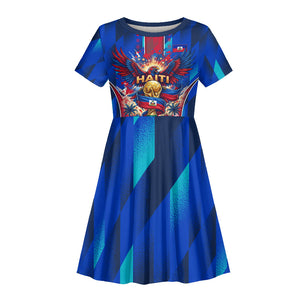 Personalized Les Grenadiers Haiti Football Kid Short Sleeve Dress Eagle Champions Trophy Heritage
