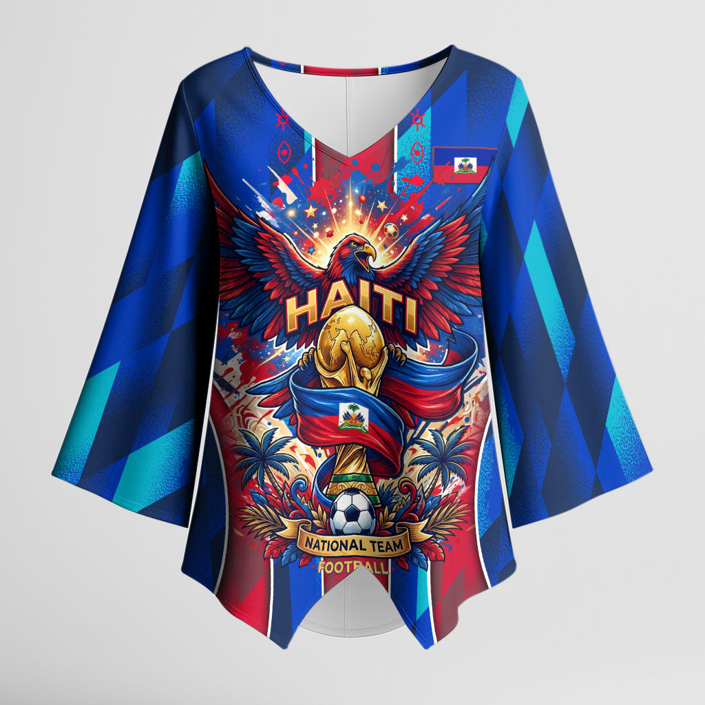 Personalized Les Grenadiers Haiti Football Kimono Sleeve Blouse Eagle Champions Trophy Heritage