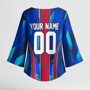 Personalized Les Grenadiers Haiti Football Kimono Sleeve Blouse Eagle Champions Trophy Heritage