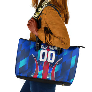 Personalized Les Grenadiers Haiti Football Leather Tote Bag Eagle Champions Trophy Heritage