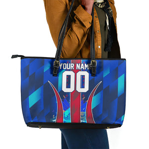 Personalized Les Grenadiers Haiti Football Leather Tote Bag Eagle Champions Trophy Heritage