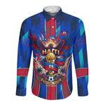 Personalized Les Grenadiers Haiti Football Long Sleeve Button Shirt Eagle Champions Trophy Heritage