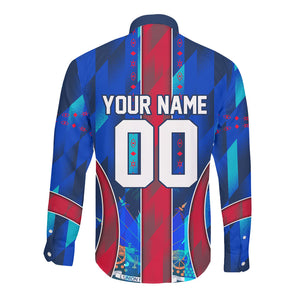 Personalized Les Grenadiers Haiti Football Long Sleeve Button Shirt Eagle Champions Trophy Heritage