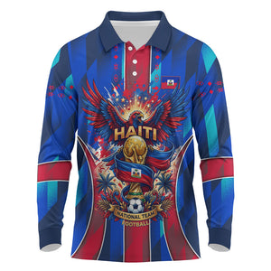 Personalized Les Grenadiers Haiti Football Long Sleeve Polo Shirt Eagle Champions Trophy Heritage