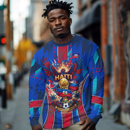 Personalized Les Grenadiers Haiti Football Long Sleeve Shirt Eagle Champions Trophy Heritage