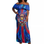 Personalized Les Grenadiers Haiti Football Off Shoulder Maxi Dress Eagle Champions Trophy Heritage