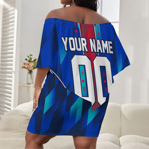 Personalized Les Grenadiers Haiti Football Off Shoulder Short Dress Eagle Champions Trophy Heritage