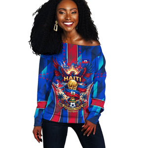 Personalized Les Grenadiers Haiti Football Off Shoulder Sweater Eagle Champions Trophy Heritage