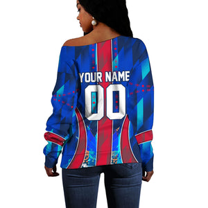 Personalized Les Grenadiers Haiti Football Off Shoulder Sweater Eagle Champions Trophy Heritage