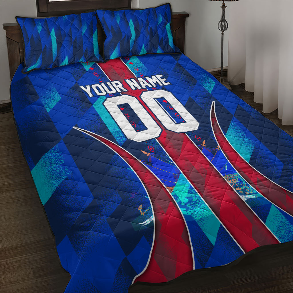 Personalized Les Grenadiers Haiti Football Quilt Bed Set Eagle Champions Trophy Heritage