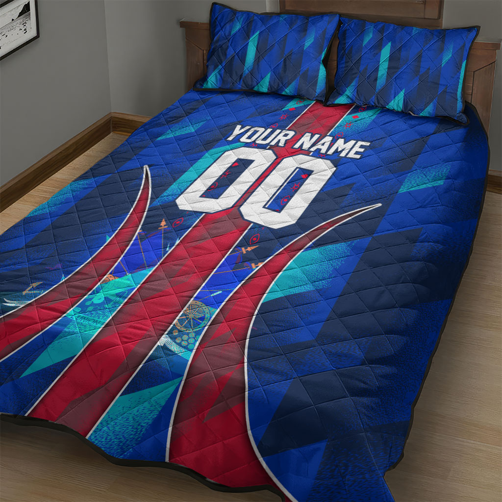 Personalized Les Grenadiers Haiti Football Quilt Bed Set Eagle Champions Trophy Heritage