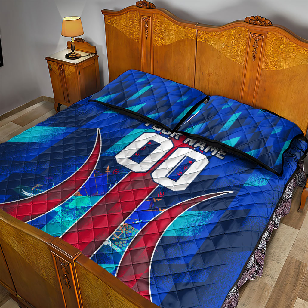 Personalized Les Grenadiers Haiti Football Quilt Bed Set Eagle Champions Trophy Heritage