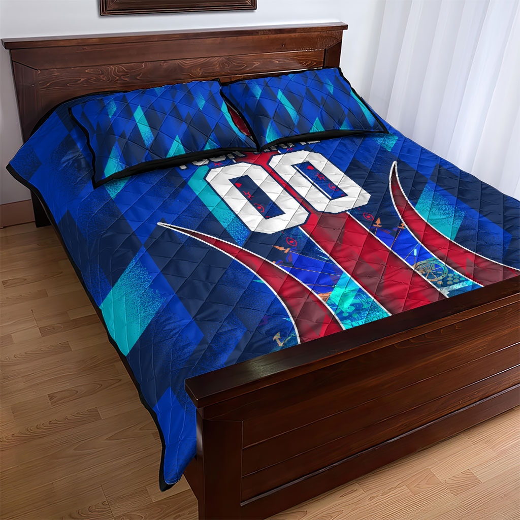 Personalized Les Grenadiers Haiti Football Quilt Bed Set Eagle Champions Trophy Heritage