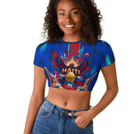 Personalized Les Grenadiers Haiti Football Raglan Cropped T shirt Eagle Champions Trophy Heritage