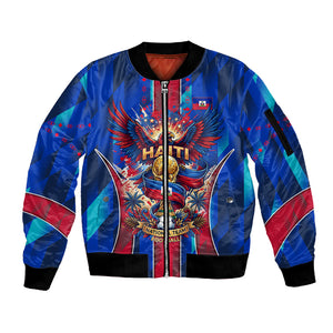 Personalized Les Grenadiers Haiti Football Sleeve Zip Bomber Jacket Eagle Champions Trophy Heritage