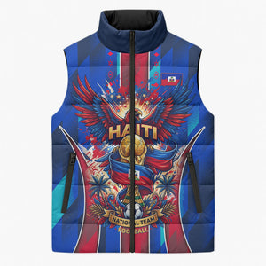 Personalized Les Grenadiers Haiti Football Sleeveless Puffer Jacket Eagle Champions Trophy Heritage