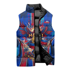 Personalized Les Grenadiers Haiti Football Sleeveless Puffer Jacket Eagle Champions Trophy Heritage