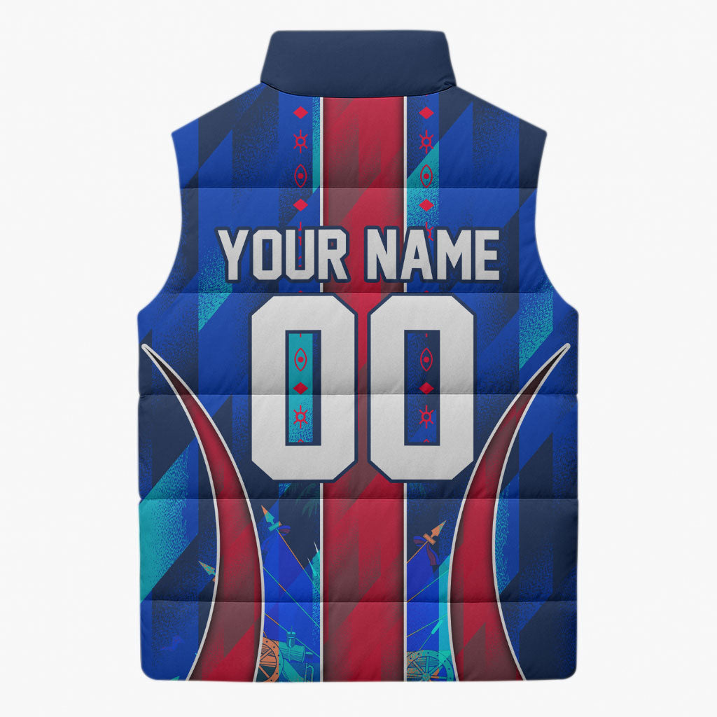 Personalized Les Grenadiers Haiti Football Sleeveless Puffer Jacket Eagle Champions Trophy Heritage