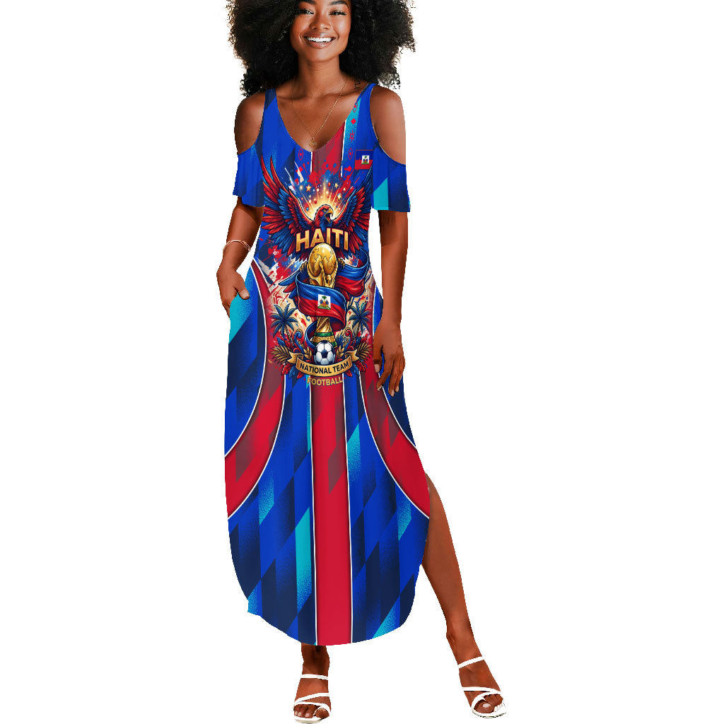 Personalized Les Grenadiers Haiti Football Summer Maxi Dress Eagle Champions Trophy Heritage
