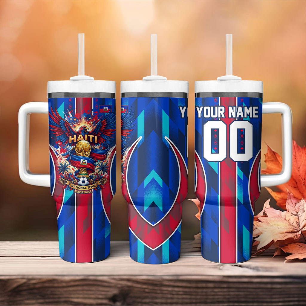 Personalized Les Grenadiers Haiti Football Tumbler With Handle Eagle Champions Trophy Heritage