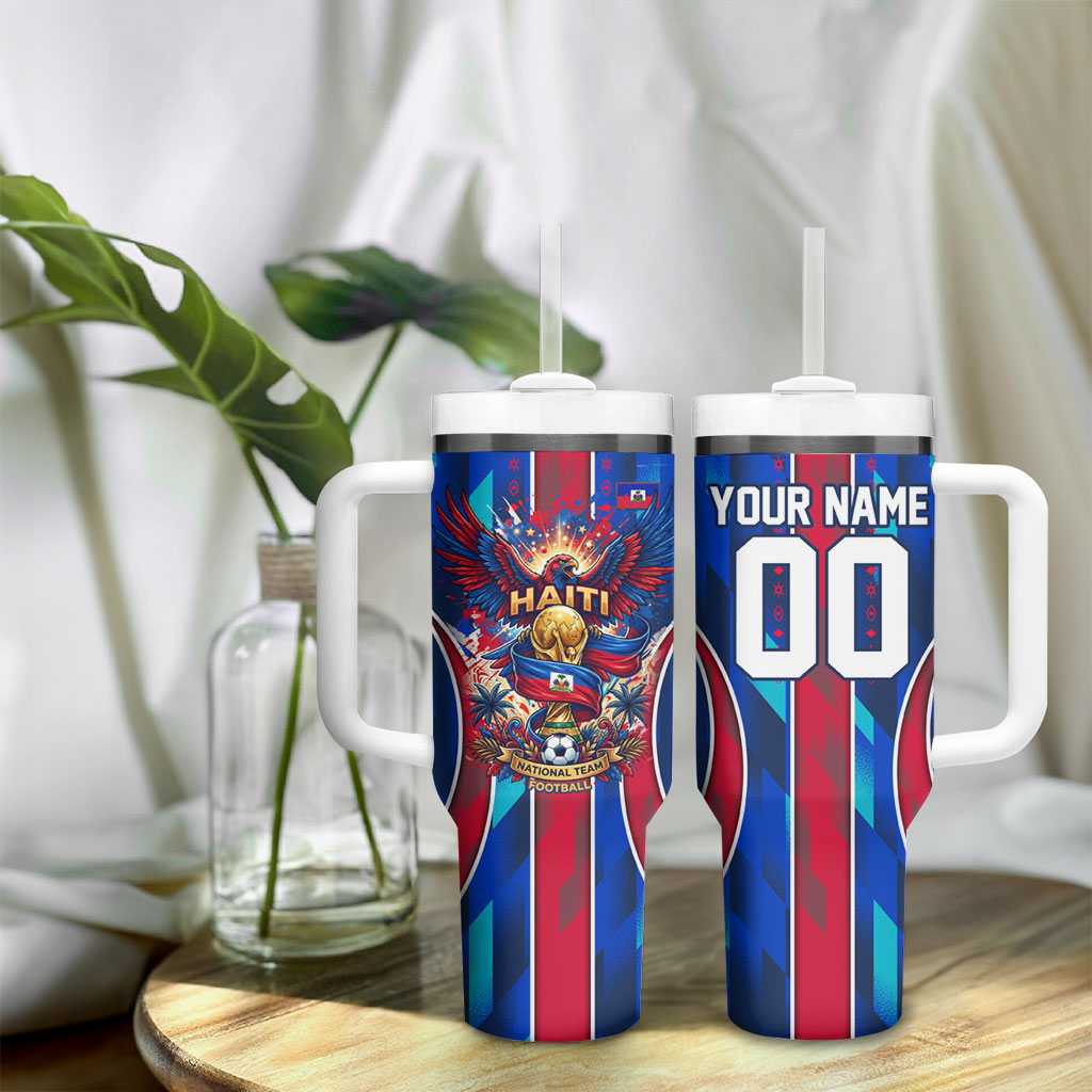 Personalized Les Grenadiers Haiti Football Tumbler With Handle Eagle Champions Trophy Heritage