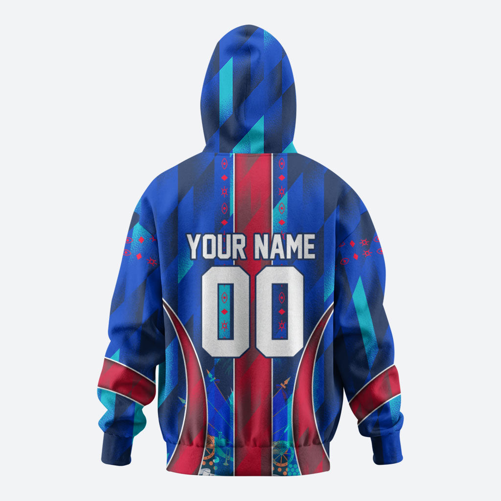 Personalized Les Grenadiers Haiti Football Zip Hoodie Eagle Champions Trophy Heritage