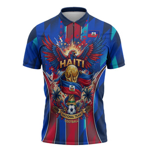 Personalized Les Grenadiers Haiti Football Zipper Polo Shirt Eagle Champions Trophy Heritage