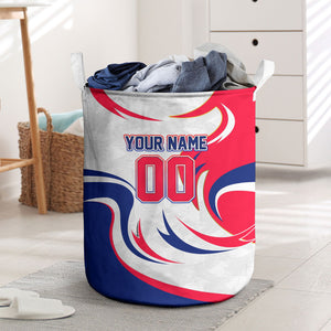 Personalized Haiti Football Champions Laundry Basket Roaring Lion Soccer Mascot With Haiti Trophy Flag