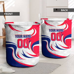 Personalized Haiti Football Champions Laundry Basket Roaring Lion Soccer Mascot With Haiti Trophy Flag