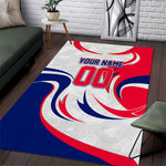 Personalized Haiti Football Champions Area Rug Roaring Lion Soccer Mascot With Haiti Trophy Flag