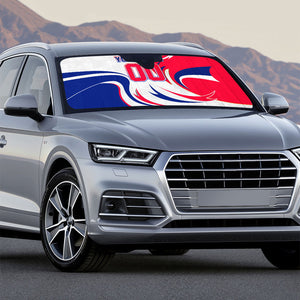 Personalized Haiti Football Champions Auto Sun Shade Roaring Lion Soccer Mascot With Haiti Trophy Flag