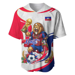 Personalized Haiti Football Champions Baseball Jersey Roaring Lion Soccer Mascot With Haiti Trophy Flag