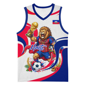 Personalized Haiti Football Champions Basketball Jersey Roaring Lion Soccer Mascot With Haiti Trophy Flag