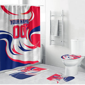 Personalized Haiti Football Champions Bathroom Set Roaring Lion Soccer Mascot With Haiti Trophy Flag