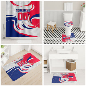 Personalized Haiti Football Champions Bathroom Set Roaring Lion Soccer Mascot With Haiti Trophy Flag
