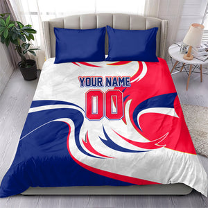 Personalized Haiti Football Champions Bedding Set Roaring Lion Soccer Mascot With Haiti Trophy Flag