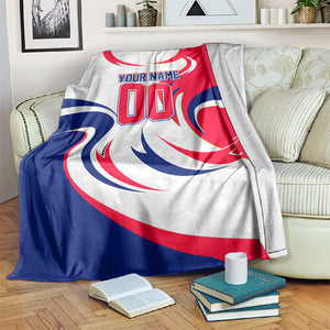 Personalized Haiti Football Champions Blanket Roaring Lion Soccer Mascot With Haiti Trophy Flag