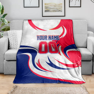 Personalized Haiti Football Champions Blanket Roaring Lion Soccer Mascot With Haiti Trophy Flag