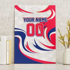Personalized Haiti Football Champions Canvas Wall Art Roaring Lion Soccer Mascot With Haiti Trophy Flag
