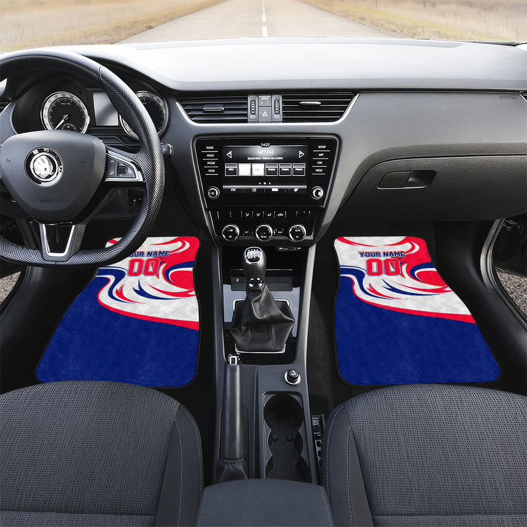 Personalized Haiti Football Champions Car Mats Roaring Lion Soccer Mascot With Haiti Trophy Flag