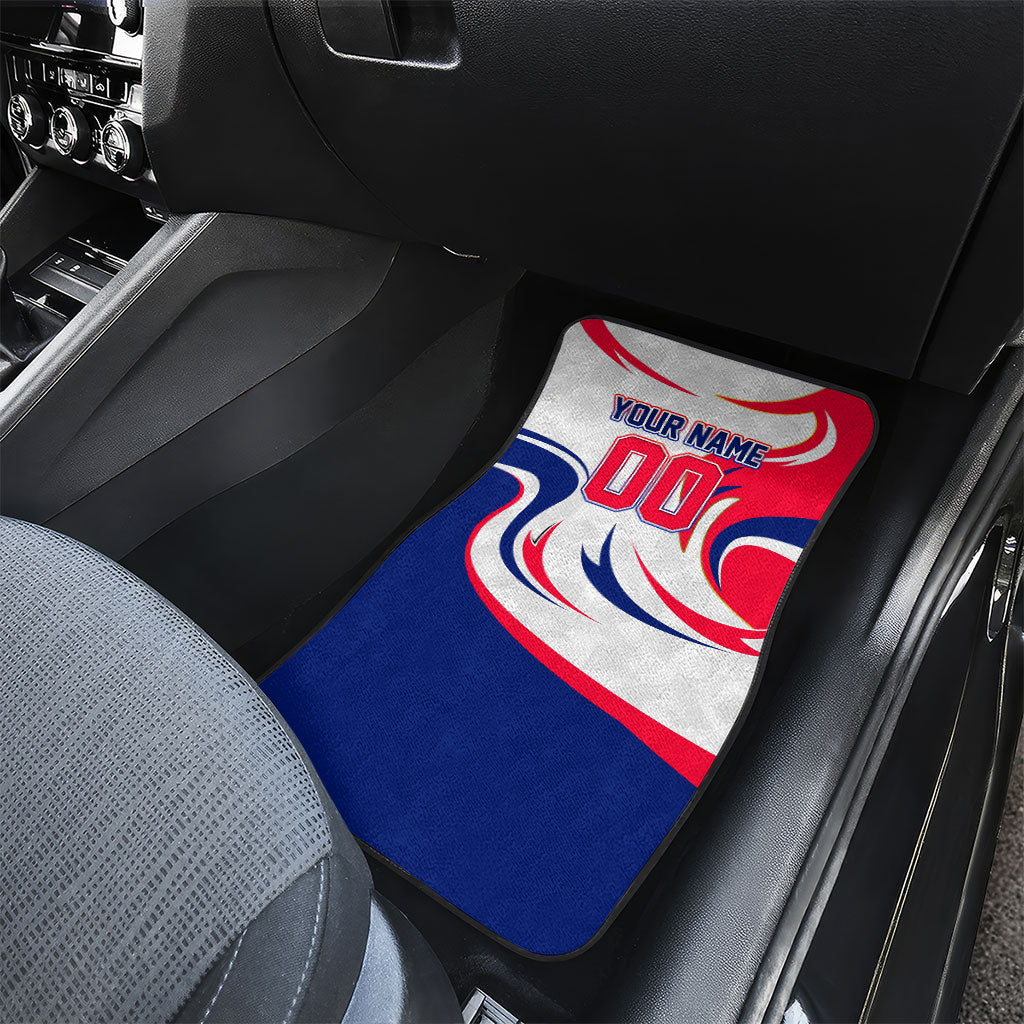 Personalized Haiti Football Champions Car Mats Roaring Lion Soccer Mascot With Haiti Trophy Flag