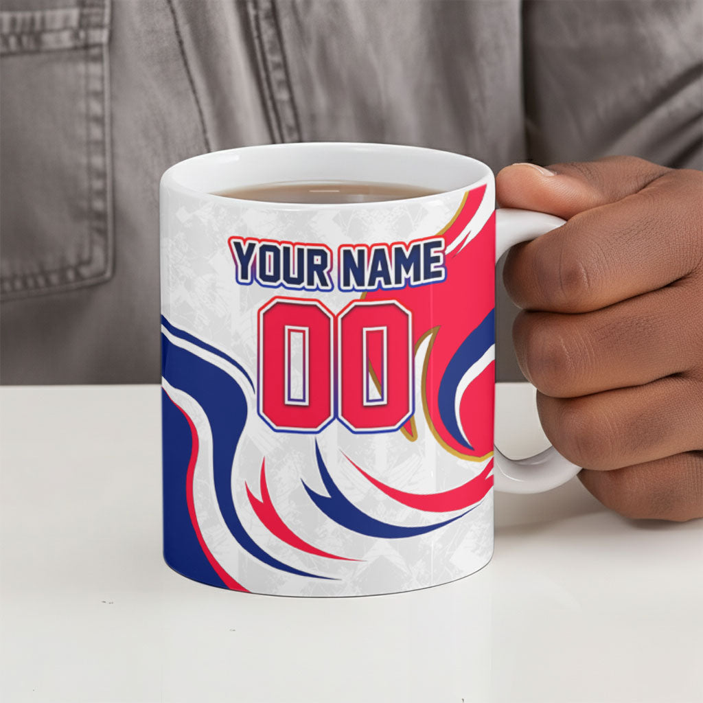 Personalized Haiti Football Champions Ceramic Mug Roaring Lion Soccer Mascot With Haiti Trophy Flag