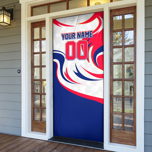 Personalized Haiti Football Champions Door Cover Roaring Lion Soccer Mascot With Haiti Trophy Flag