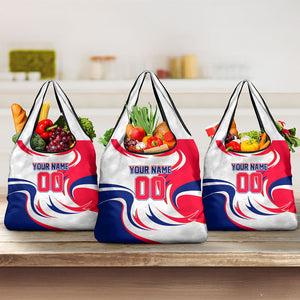 Personalized Haiti Football Champions Grocery Bag Roaring Lion Soccer Mascot With Haiti Trophy Flag