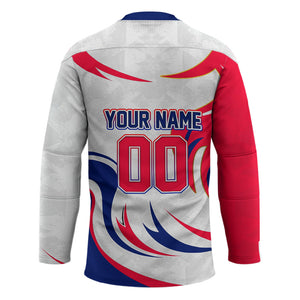 Personalized Haiti Football Champions Hockey Jersey Roaring Lion Soccer Mascot With Haiti Trophy Flag