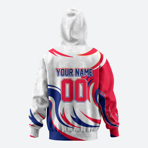 Personalized Haiti Football Champions Hoodie Roaring Lion Soccer Mascot With Haiti Trophy Flag