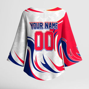 Personalized Haiti Football Champions Kimono Sleeve Blouse Roaring Lion Soccer Mascot With Haiti Trophy Flag