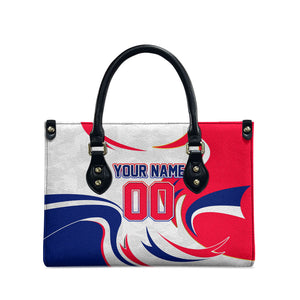 Personalized Haiti Football Champions Leather Bag Roaring Lion Soccer Mascot With Haiti Trophy Flag