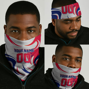 Personalized Haiti Football Champions Neck Gaiter Roaring Lion Soccer Mascot With Haiti Trophy Flag