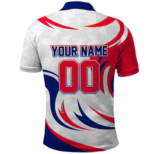Personalized Haiti Football Champions Polo Shirt Roaring Lion Soccer Mascot With Haiti Trophy Flag